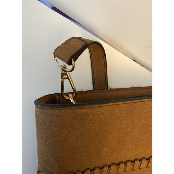 Kiss Me Couture Vegan Leather Small Crossbody Bag Laces Y2K Style Cognac Brown - Picture 15 of 16